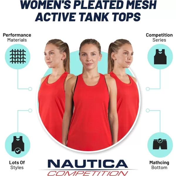 Nautica Competition 3 Pack Workout Tank Tops for Women Active Athletic Gym Workout Running Exercise Yoga DryFit Fabric3 Pack Red