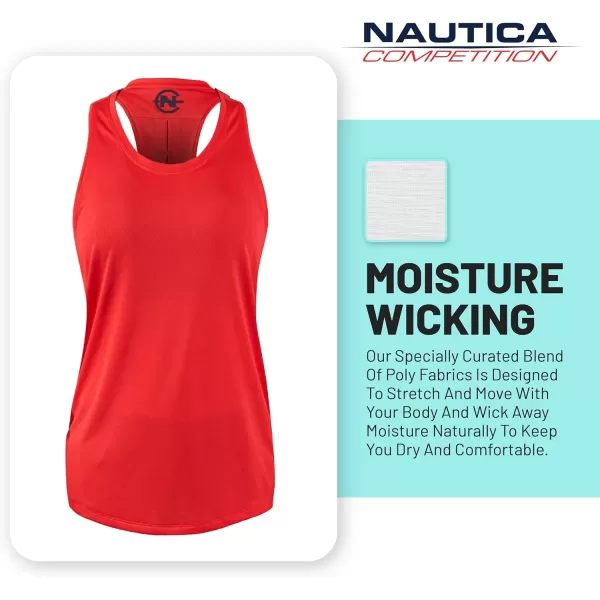 Nautica Competition 3 Pack Workout Tank Tops for Women Active Athletic Gym Workout Running Exercise Yoga DryFit Fabric3 Pack Red