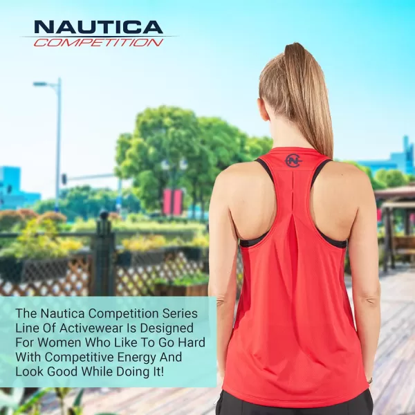 Nautica Competition 3 Pack Workout Tank Tops for Women Active Athletic Gym Workout Running Exercise Yoga DryFit Fabric3 Pack Red
