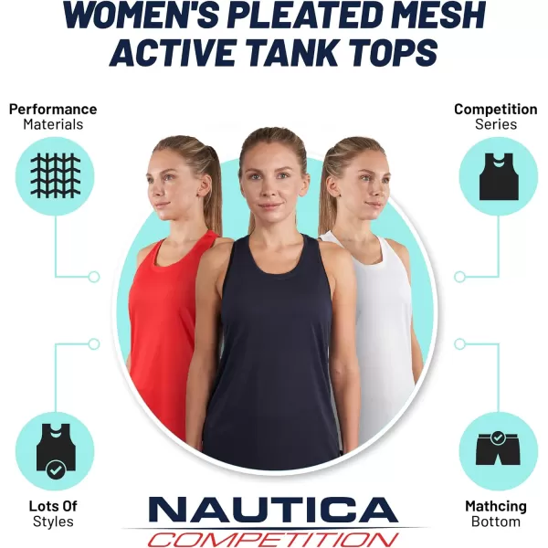 Nautica Competition 3 Pack Workout Tank Tops for Women Active Athletic Gym Workout Running Exercise Yoga DryFit FabricNavy Red White