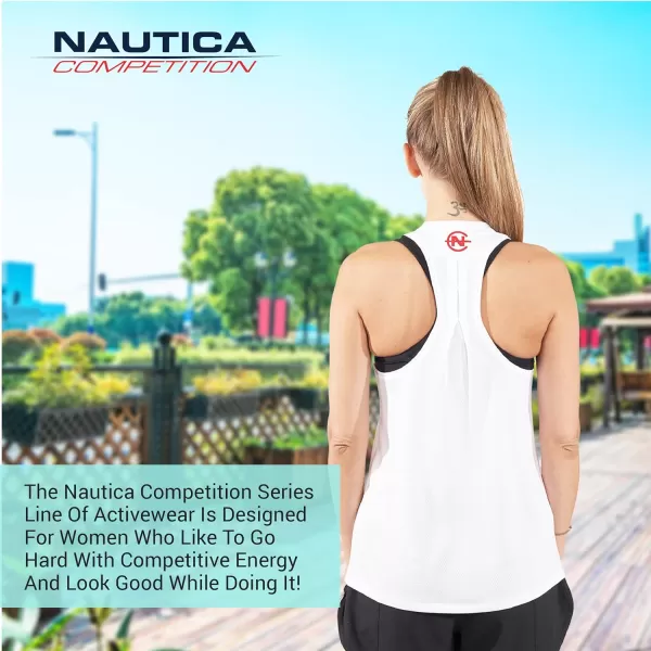Nautica Competition 3 Pack Workout Tank Tops for Women Active Athletic Gym Workout Running Exercise Yoga DryFit FabricNavy Red White