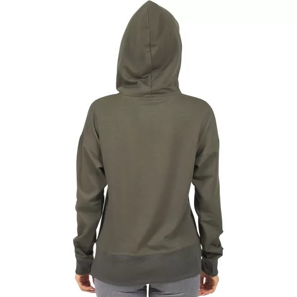 Nautica Competition Womens Athletic Active Basic Essential Pullover Sweatshirt Hoodie Ultra Soft Fleece With PocketsOlive