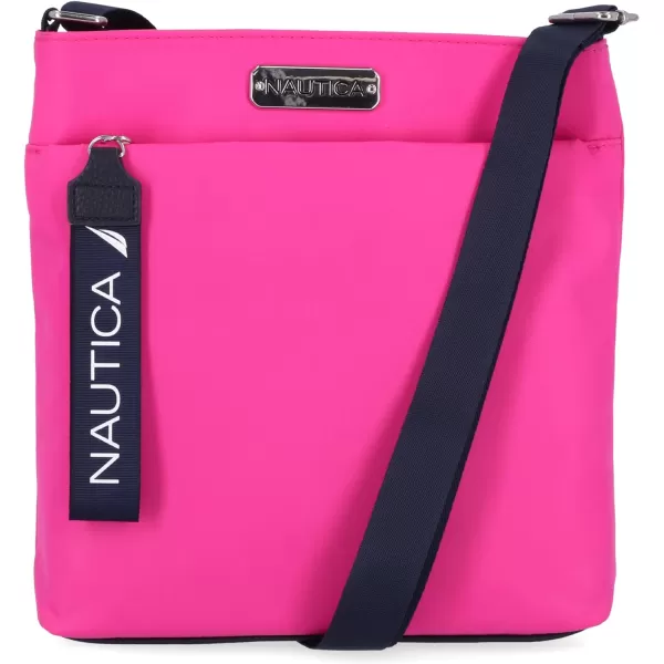 Nautica Diver Nylon Small Womens Crossbody Bag Purse with Adjustable Shoulder StrapHot Pink