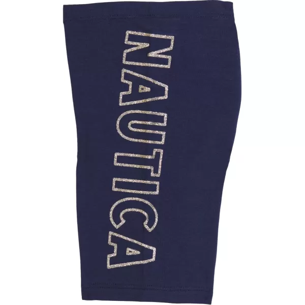 Nautica Girls Active Bike Shorts Soft amp Stretchy Spandex with Flat Waistband amp Logo DesignPeacoat Heart