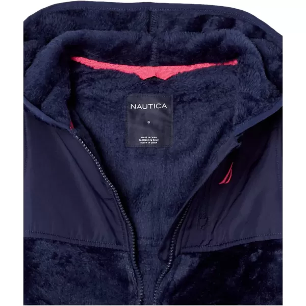 Nautica Girls Chipie Faux Fur Jacket Hooded Lightweight Coat with Nylon Yoke FullZip FrontPeacoat