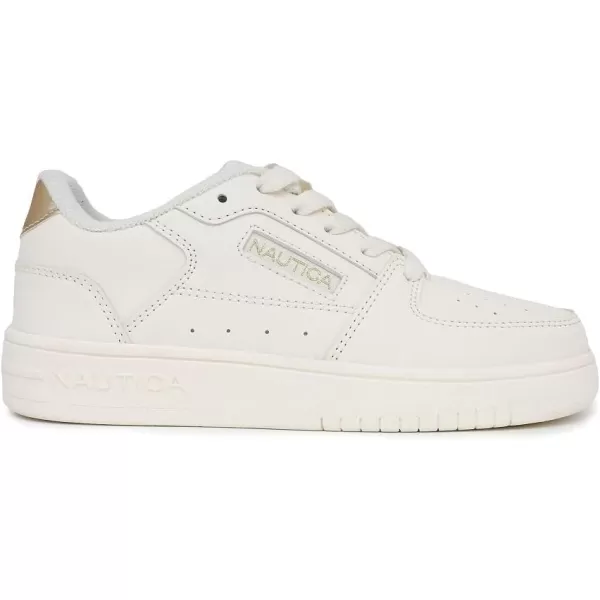 Nautica Girls Court Sneakers Stylish LowTop LaceUp and SlipOn Tennis Shoes in Big amp Little Kid SizesBone Pale Gold