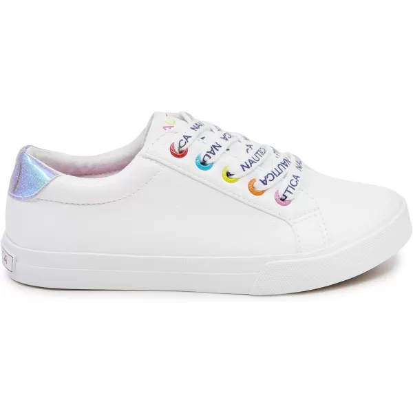 Nautica Girls Court Sneakers Stylish LowTop LaceUp and SlipOn Tennis Shoes in Big amp Little Kid SizesWhite Multi