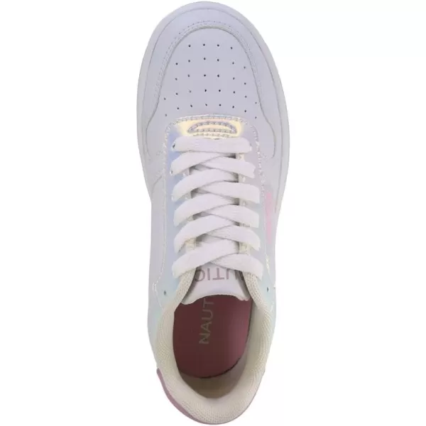 Nautica Girls Court Sneakers Stylish LowTop LaceUp and SlipOn Tennis Shoes in Big amp Little Kid SizesWhite Pearlized Stafford