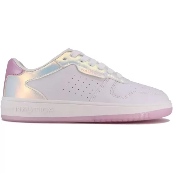 Nautica Girls Court Sneakers Stylish LowTop LaceUp and SlipOn Tennis Shoes in Big amp Little Kid SizesWhite Pearlized Stafford