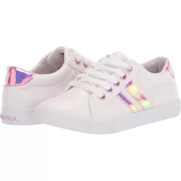 Nautica Girls Court Sneakers Stylish LowTop LaceUp and SlipOn Tennis Shoes in Big amp Little Kid SizesWhite Pink Metallic