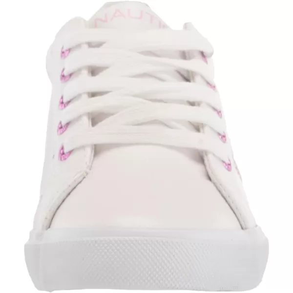 Nautica Girls Court Sneakers Stylish LowTop LaceUp and SlipOn Tennis Shoes in Big amp Little Kid SizesWhite Pink Metallic