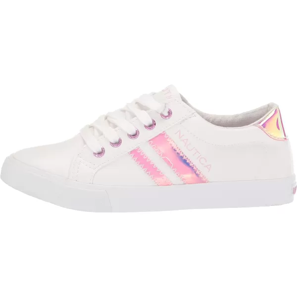 Nautica Girls Court Sneakers Stylish LowTop LaceUp and SlipOn Tennis Shoes in Big amp Little Kid SizesWhite Pink Metallic