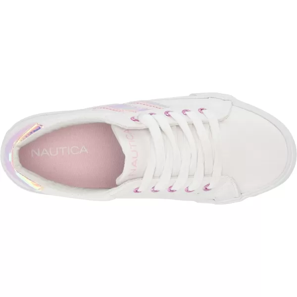 Nautica Girls Court Sneakers Stylish LowTop LaceUp and SlipOn Tennis Shoes in Big amp Little Kid SizesWhite Pink Metallic