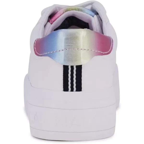 Nautica Girls Court Sneakers Stylish LowTop LaceUp and SlipOn Tennis Shoes in Big amp Little Kid SizesWhite Rainbow