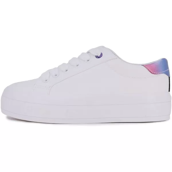 Nautica Girls Court Sneakers Stylish LowTop LaceUp and SlipOn Tennis Shoes in Big amp Little Kid SizesWhite Rainbow