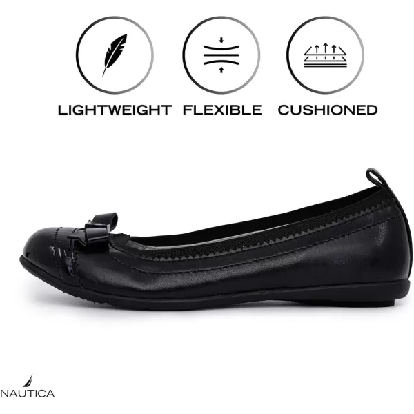 Nautica Girls Dress Slip On Ballerina Flats  Mary Jane Ballet Fashion Shoes for Toddlers Little Kids and Big Kids  Lightweight  ComfortableBlack Bow