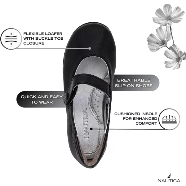 Nautica Girls Dress Slip On Ballerina Flats  Mary Jane Ballet Fashion Shoes for Toddlers Little Kids and Big Kids  Lightweight  ComfortableBlack Doane