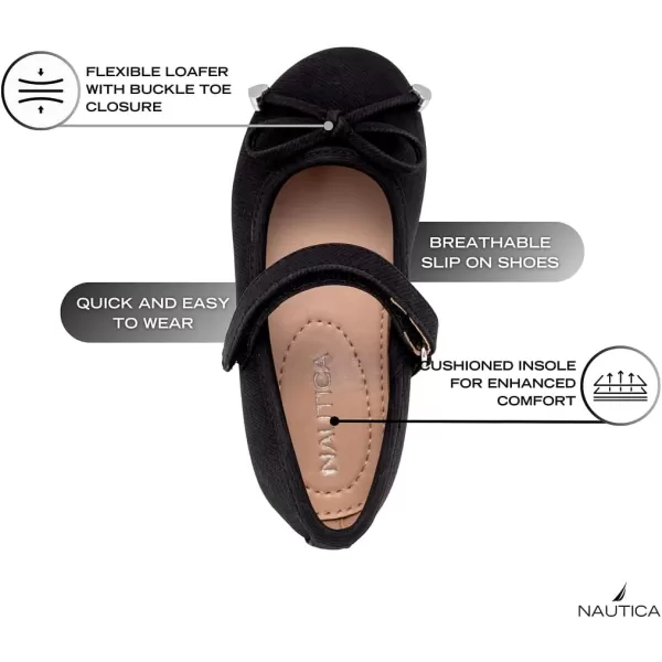 Nautica Girls Dress Slip On Ballerina Flats  Mary Jane Ballet Fashion Shoes for Toddlers Little Kids and Big Kids  Lightweight amp ComfortableBlack Alonna Toddler