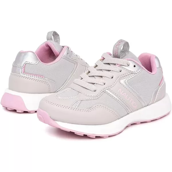 Nautica Girls Fashion Shoe  Trendy LowTop Tennis Sneakers with Stylish Fashion Blend for Big  Little Kids LaceUp and SlipOnGrey Iridescent Pink