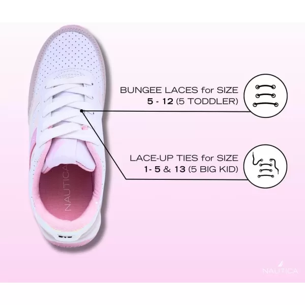 Nautica Girls Fashion Shoe  Trendy LowTop Tennis Sneakers with Stylish Fashion Blend for Big  Little Kids LaceUp and SlipOnWhite Iridescent Pink