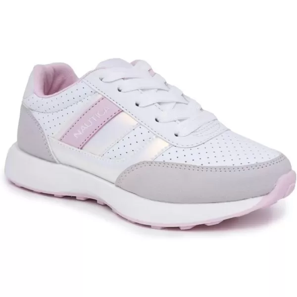 Nautica Girls Fashion Shoe  Trendy LowTop Tennis Sneakers with Stylish Fashion Blend for Big  Little Kids LaceUp and SlipOnWhite Iridescent Pink