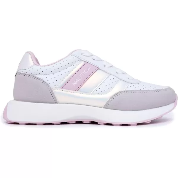 Nautica Girls Fashion Shoe  Trendy LowTop Tennis Sneakers with Stylish Fashion Blend for Big  Little Kids LaceUp and SlipOnWhite Iridescent Pink