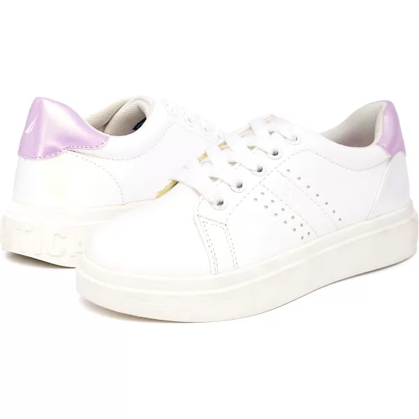 Nautica Girls Fashion Shoe  Trendy LowTop Tennis Sneakers with Stylish Fashion Blend for Big  Little Kids LaceUp and SlipOnWhite Iridescent Pinkvalenia