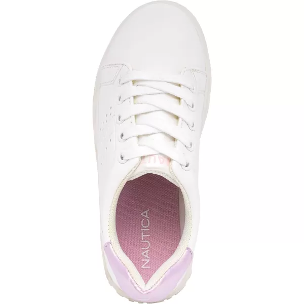 Nautica Girls Fashion Shoe  Trendy LowTop Tennis Sneakers with Stylish Fashion Blend for Big  Little Kids LaceUp and SlipOnWhite Iridescent Pinkvalenia