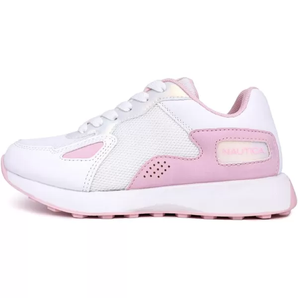 Nautica Girls Fashion Shoe  Trendy LowTop Tennis Sneakers with Stylish Fashion Blend for Big  Little Kids LaceUp and SlipOnWhite Iridescentolivet