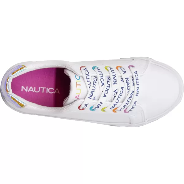 Nautica Girls Fashion Shoe  Trendy LowTop Tennis Sneakers with Stylish Fashion Blend for Big  Little Kids LaceUp and SlipOnWhite Multi