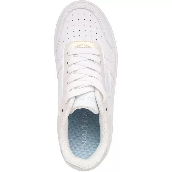 Nautica Girls Fashion Shoe  Trendy LowTop Tennis Sneakers with Stylish Fashion Blend for Big  Little Kids LaceUp and SlipOnWhite Pearl Blue