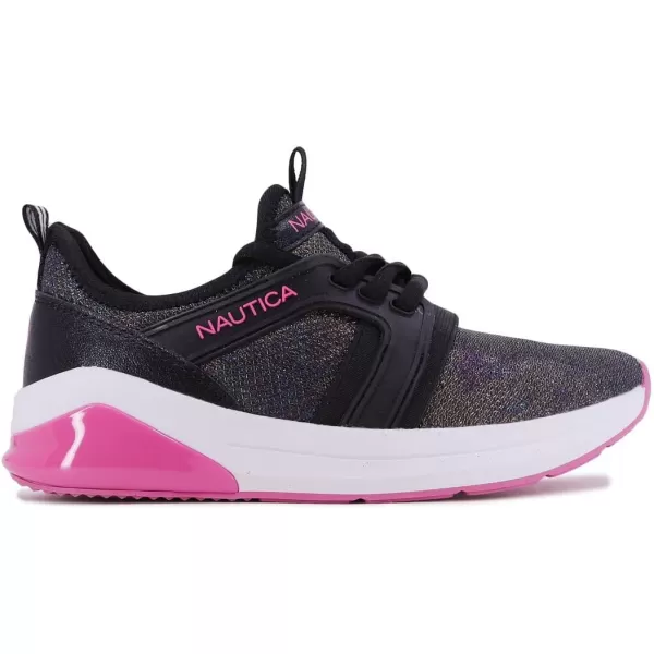 Nautica Girls Kids Sneakers Athletic Fashion LaceUp Tennis Sports Running ShoesBig Kid Little Kid ToddlerBlack Oil Slick