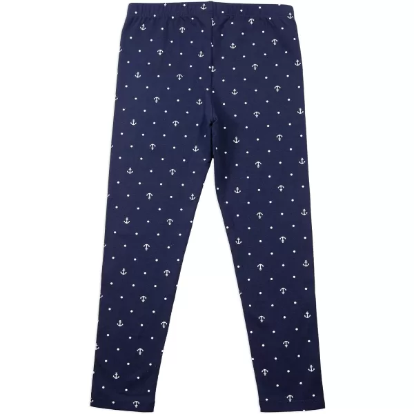 Nautica Girls Leggings Full Length Pullon Stretch Pants with Elastic Waistband amp Logo DetailNavy Printed