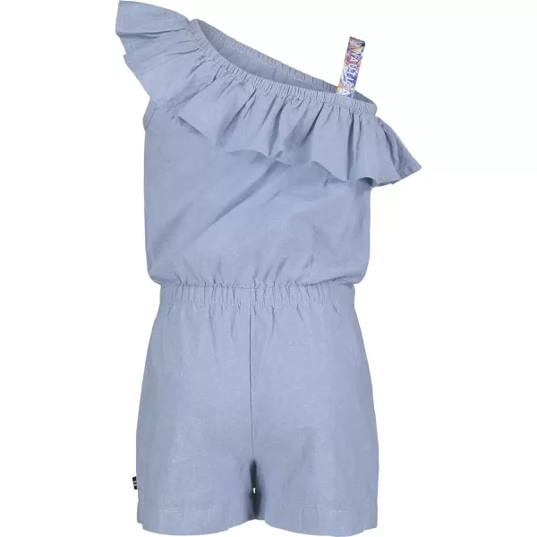 Nautica Girls Lightweight Chambray Romper With Elastic WaistbandChambray Ruffle