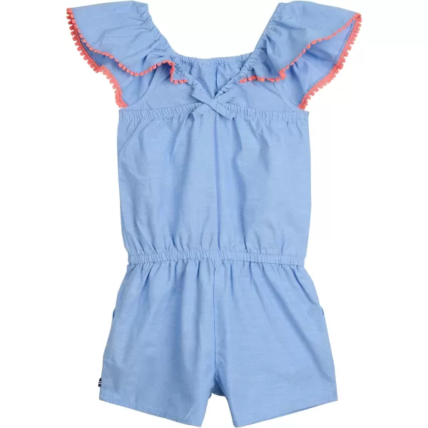 Nautica Girls Lightweight Chambray Romper With Elastic WaistbandLight Cham