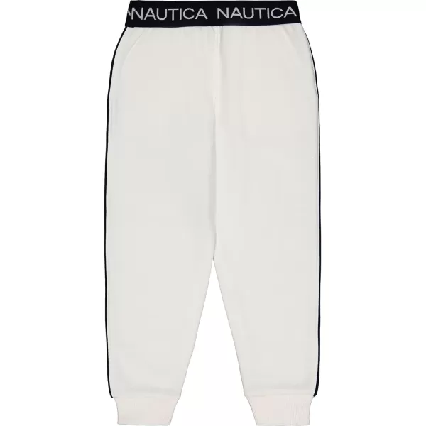 Nautica Girls Logo Sweatpants Fleece Joggers with Ribbed Cuffs  Functional Side PocketsMarshmallow