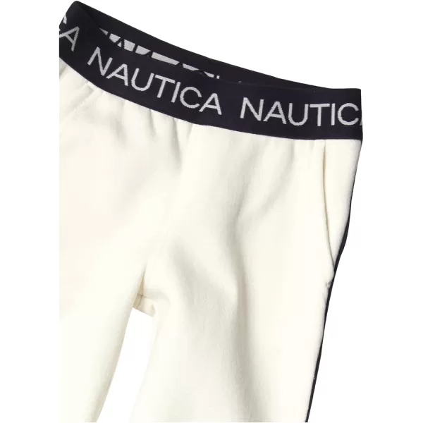 Nautica Girls Logo Sweatpants Fleece Joggers with Ribbed Cuffs  Functional Side PocketsMarshmallow