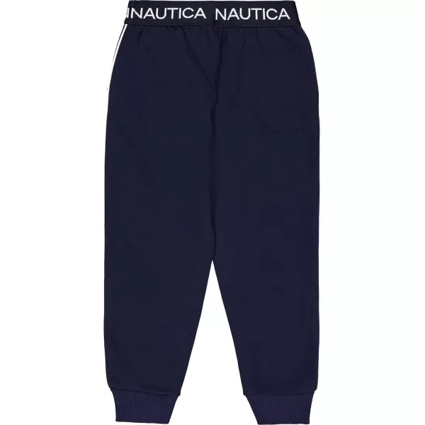 Nautica Girls Logo Sweatpants Fleece Joggers with Ribbed Cuffs  Functional Side PocketsPeacoat