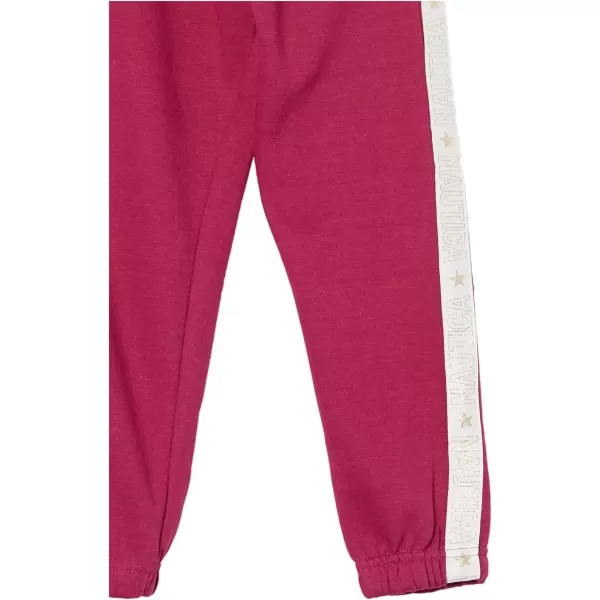 Nautica Girls Logo Sweatpants Fleece Joggers with Ribbed Cuffs  Functional Side PocketsRasberry Taping