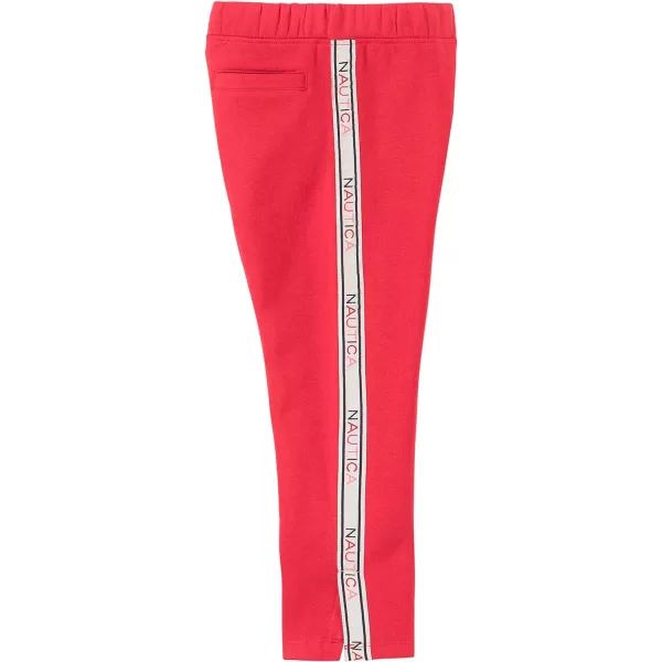 Nautica Girls Logo Sweatpants Fleece Joggers with Ribbed Cuffs  Functional Side PocketsRed 5003