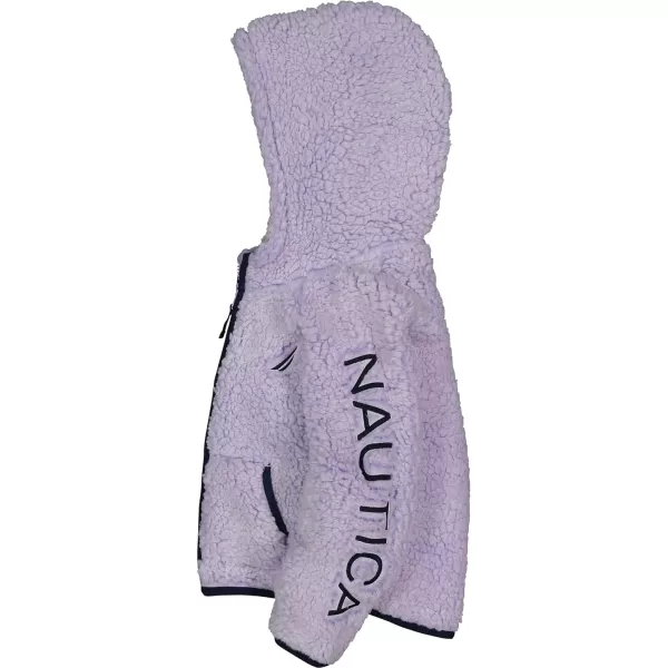 Nautica Girls Logo Sweatshirt Fleece Hoodie With Fullzip Front  PocketsLavender Sherpa