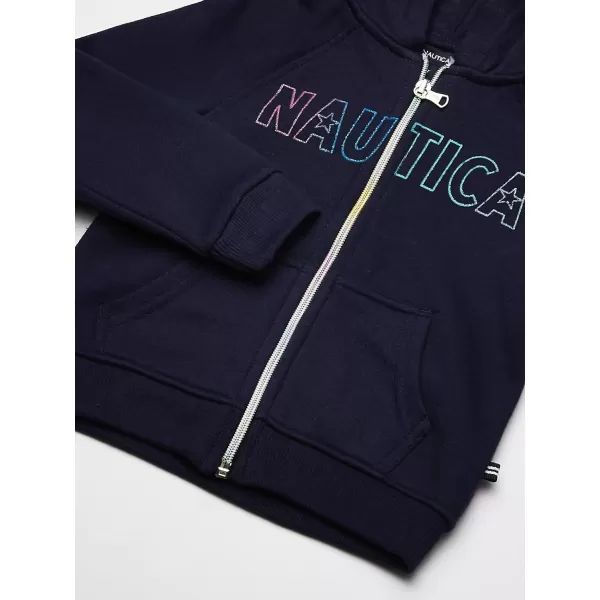 Nautica Girls Logo Sweatshirt Fleece Hoodie With Fullzip Front  PocketsPeacoat Ombre