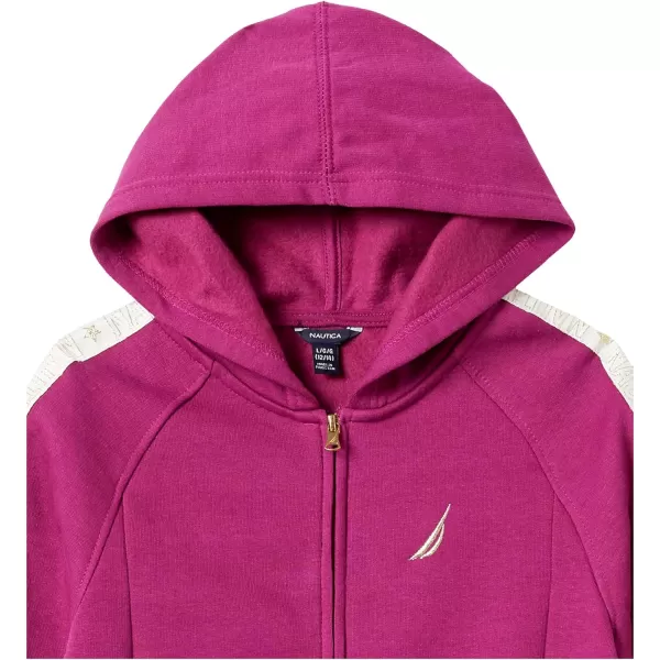 Nautica Girls Logo Sweatshirt Fleece Hoodie With Fullzip Front  PocketsRasberry Radiance