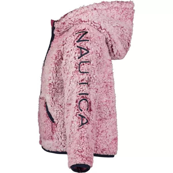 Nautica Girls Logo Sweatshirt Fleece Hoodie With Fullzip Front  PocketsRasberry Sherpa