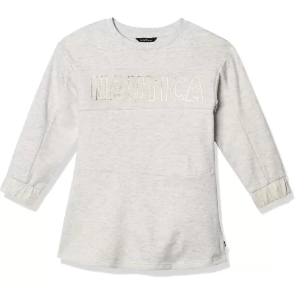 Nautica Girls Long Sleeve Fleece Sweatshirt DressOatmeal Heather