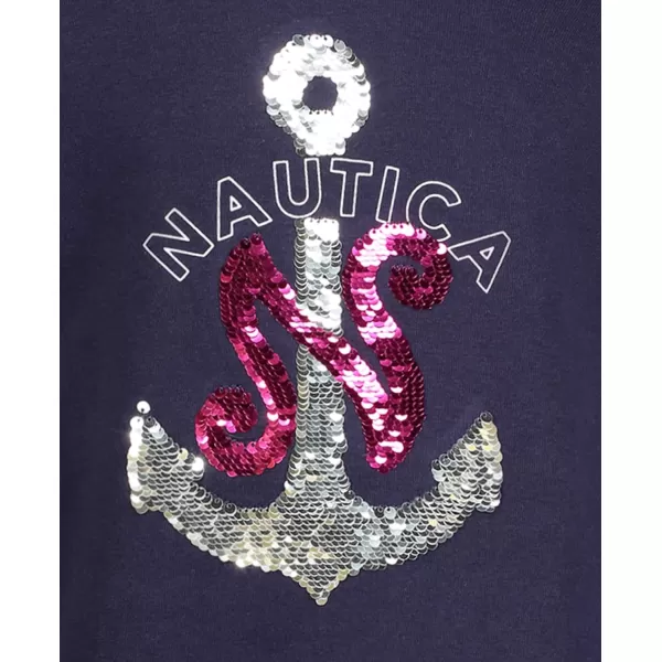 Nautica Girls Long Sleeve Fleece Sweatshirt DressPeacoat Sequin