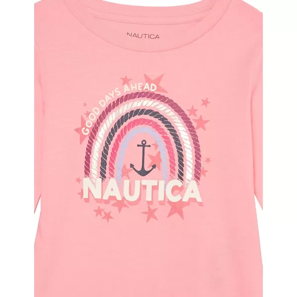 Nautica Girls Long Sleeve Graphic TShirt Flip Sequin and Glitter EmbellishmentsConch Shell