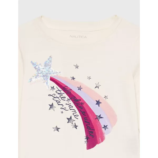 Nautica Girls Long Sleeve Graphic TShirt Flip Sequin and Glitter EmbellishmentsEggnog We Shine