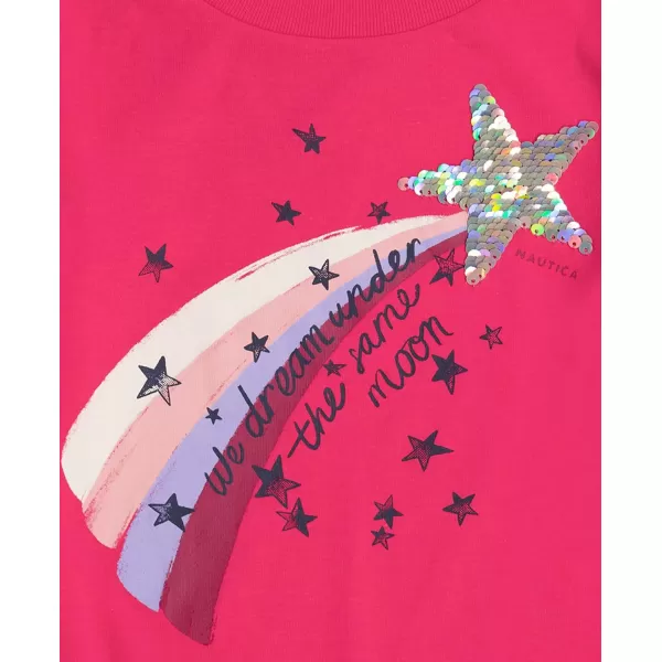 Nautica Girls Long Sleeve Graphic TShirt Flip Sequin and Glitter EmbellishmentsPurple We Dream