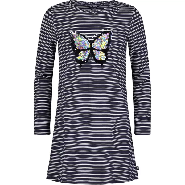 Nautica Girls Long Sleeve Knit Tee DressPeacoat Butterfly